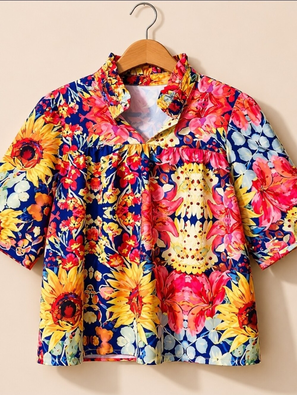 Vibrant Floral Blouse 1X